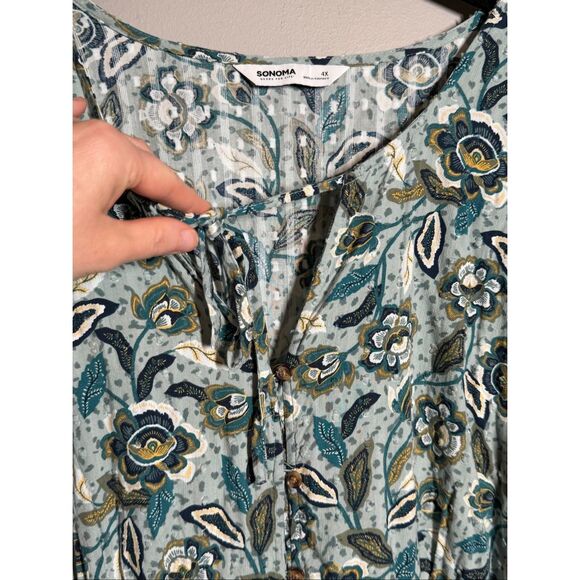 Sonoma ruffle cap sleeve smocked button down maxi dress plus size 4X - Picture 4 of 13